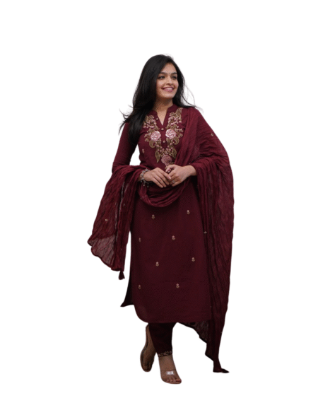 Cotton Charm ? Floral Embroidered Dress with Printex Artistry (XL)